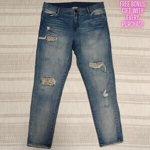 Juicy Couture Bling Distressed Jeans Size 12 Mid-Rise Glam Denim